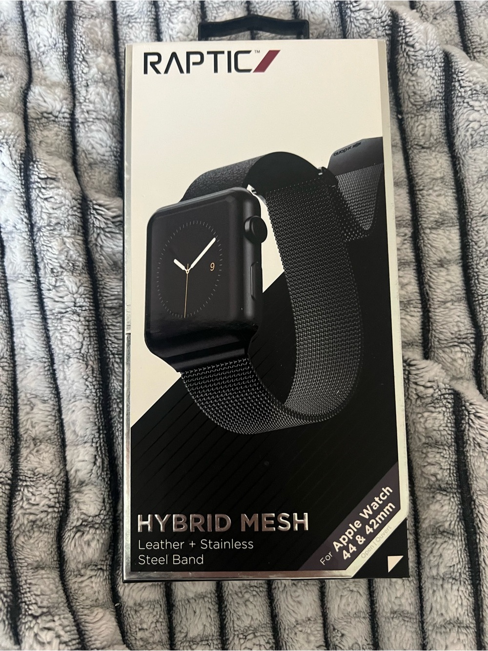 Hybrid Mesh Leather + Stainless Steel Band for Apple Watch - Black